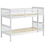 Vida Designs Milan Bunk Bed With Ladder, Kids Twin Sleeper, Solid Pine Wood Frame, Children's, Single 3 Foot, White - Image 8