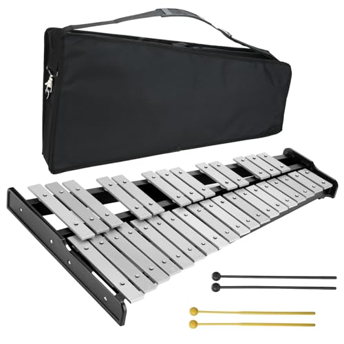 32 Note Glockenspiel Xylophone Percussion Kit with Height Adjustable Stand, Drumsticks and Carry Bag...