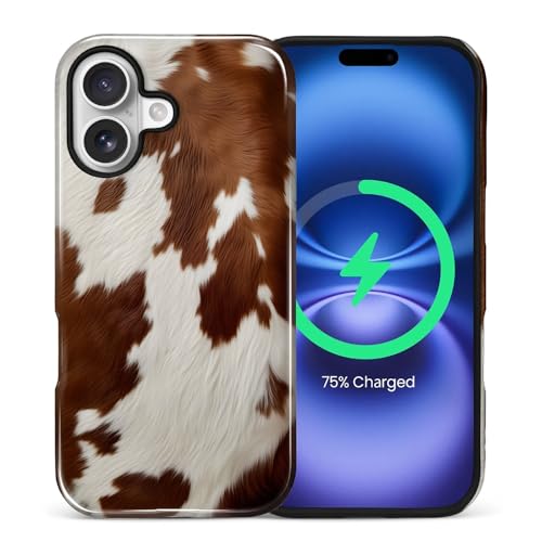 Coque iPhone 17 cowgirl marron et blanc design piebald pour le quotidien stylé