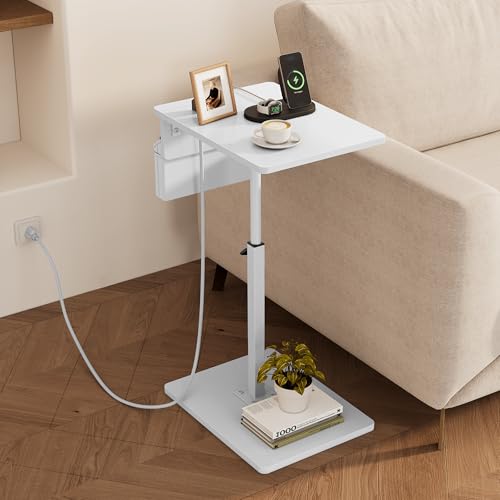 Vagusicc Sofa Armrest Tray Table for Couch - 360° Swivel Height Adjustable Side Table for Small Spaces, Snack Side Table for Bed or Chair, C Shaped End Table Snack Table for Eating Dinner Laptop by Vagusicc - Used condition - Image 9