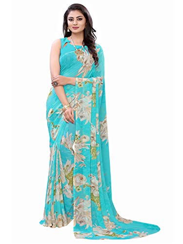 Image of SIRIL Women's Georgette Printed Saree With Blouse Piece