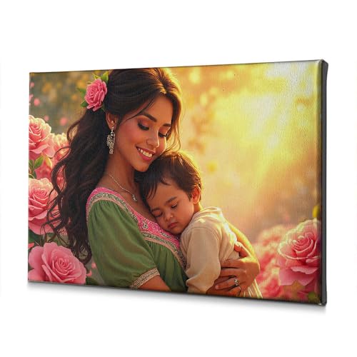 Toile A Woman Hold Her Sleeping Child roses roses décoration murale salle de bain