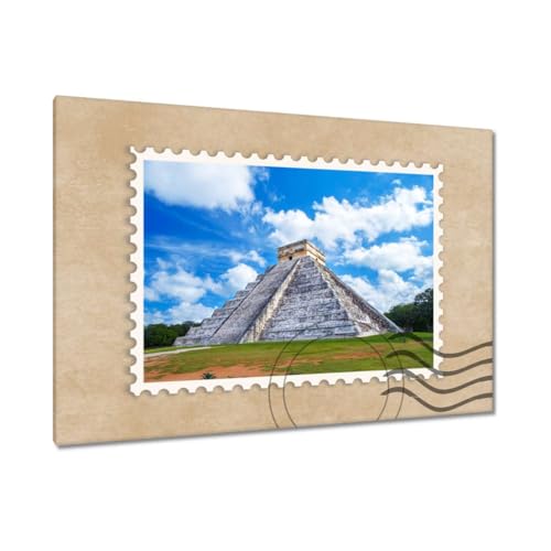 Peinture imprimée sur toile Mexique Pyramide de Kukulkan tableau decoration murale 120x80
