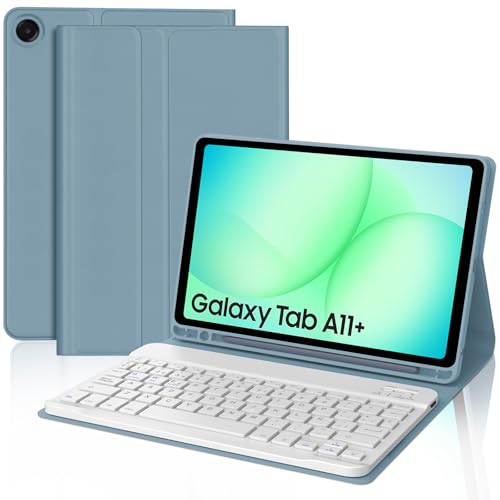 Tiiomioon Funda Teclado para Samsung Galaxy Tab A11 Plus 11'' 2025, Teclado España Ñ Bluetooth Desmontable para Samsung Galaxy Tab A11 Plus, Azul