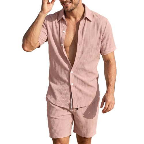 Ensemble en lin pour homme avec chemise ample et short élastique d'été