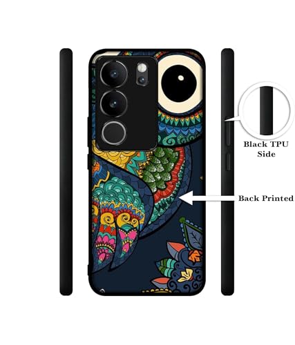 Image of Owl Illustration Design Premium 2D Printed Metal Back Case Cover for Vivo V29 5G / V29 Pro 5G, Multicolour