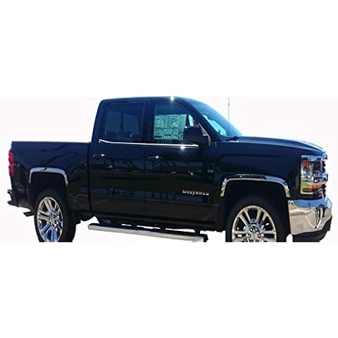 TFP 3910S ST.STL Fender Trim Molding- 4-pcs.Short Design, ST. STL - Compatible with Chevy Silverado 1500 2014-18 2/4Dr, 2500 2014-19 2/4 dr. Old Body Cover