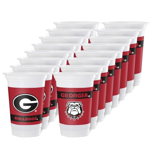 Westrick Georgia Bulldogs 16oz Plastic Cups, 16 Pack – Officially Licensed University of Georgia Disposable Party Cups with Logo – Tailgating, Game Day, Graduation Parties & Fan Celebrations