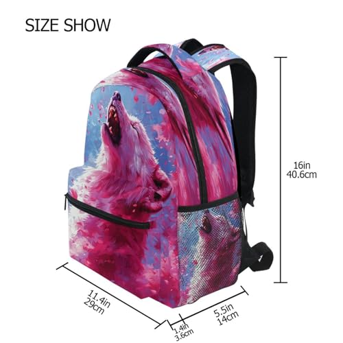 Wolf Floral Backpack for School Boys Girls Adults Kids Bookbag Laptop Bag 18L4