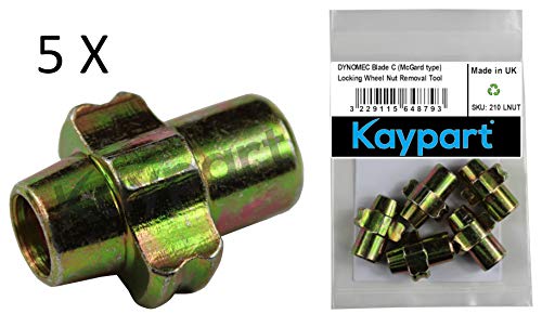 Kaypart AFT014 AFT25 Lot de 5 Outils de démontage pour écrous de Roue Dynomec C Cover