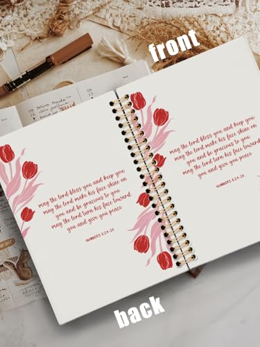 Carnet de notes chrétien haut de gamme couverture rigide motif tulipe rouge - 6