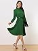 Allegra K Women's Pleated Midi Dresses Business Belted Long Sleeve Work Dress X-Small Green