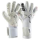 Rinat Kratos-Prime Goalkeeper Gloves – Super Softy XP Latex | Negative Cut | Impact-Absorbing | Adjustable Strap | Elastic Wristband | Breathable & Durable (White, 9)