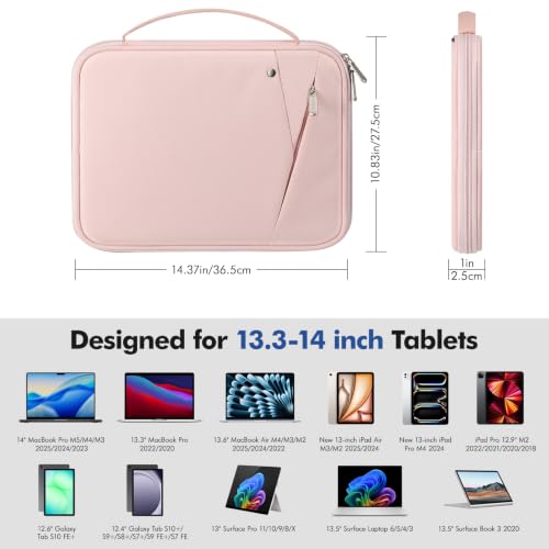 Image of MoKo 13-14 Inch Laptop Sleeve Bag Padded Protective Carry Case with Handle | Fits Mac Neo 13-inch A18 Pro, Mac Pro 14-inch M5 /M4 /M3 /M2 /M1 and Air 13-inch M5 /M4 /M3 /M2 /M1, Pink
