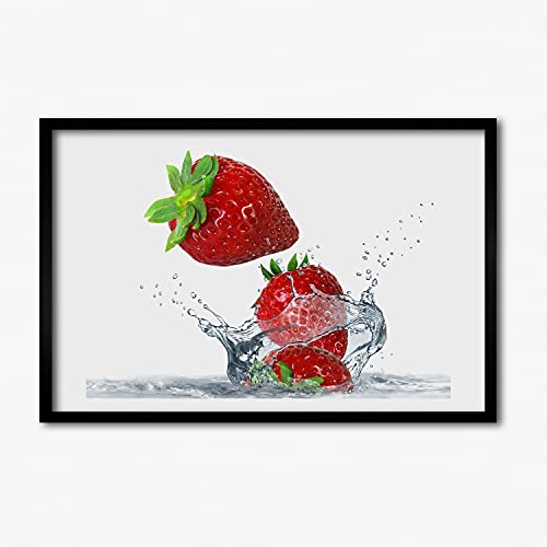 Affiche de fraises Tulup 60x40 avec cadre en bois pour illuminer votre cuisine