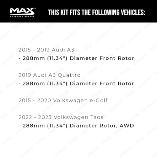 Image of Max Advanced Brakes Front & Rear Brake Kit Compatible With 2015-2017 2018 2019 VW Taos w /11.34 inch Front Rotors Replacement Premium OE Disc Brake Rotors and Ceramic Brake Pads