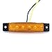 TMH 10 pcs 3.8 Inch Thin Line 6 LED Amber Trailer Side Led Marker Lights Universal for Van Lorry Heavy Duty Trucks RVs Boat Caravan Shockproof Sealed Surface Mount 12V DC