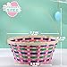 JOYIN Easter Bamboo Basket Colorful Round Woven Goodie Empty Candy Gift Basket with Folding Handle for Girls Boys Easter Egg Hunt Party Favors Decorations Treats Gift Packing(7.7