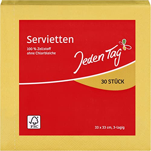Jeden Tag Servietten Gelb, 30 Stück, Mittel