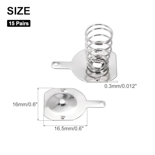 QUARKZMAN 15 Set Batterie Federplatte 18650 Batterie Nickel Platte 16.5x16mm Positiv Negativ Unipolar Umwandlung Frühling Kontakt für DIY Batteriehalter Elektronikspielzeug