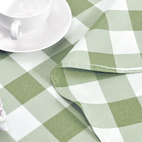 Hiasan Checkered Round Tablecloth 30 Inch - Waterproof Stain and Wrinkle Resistant Washable Fabric Table Cloth for Dining Room Party Outdoor Picnic,Sage Green and White by Hiasan - Image 6
