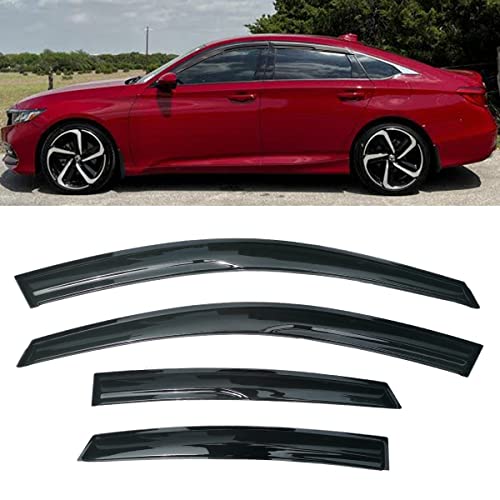 Side Window Visor Vent Deflectors Rain Guards For 2018-2022 Honda Accord, Sun Shade Front Rear Smoke 4Pcs #TOP22