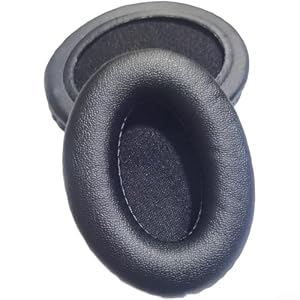 Ersatz-Ohrpolster 80 x 60 mm, ovale Standard-Kopfhörer-Kissen für Over-Ear-Gaming-Headsets, weicher, atmungsaktiver Schaumstoff mit Slip-On-Design, schwarz genarbt (genarbtes Leder), 2 Stück