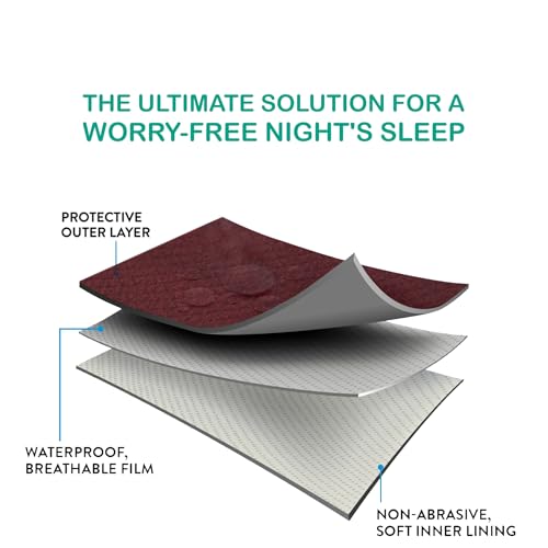 Image of Bumpers Waterproof Quick Dry Sheet for Baby|Bed Pad Extra Absorbent Washable Matress Protector|Baby Bed Protector Sheet for Toddler Children & Adult Double Bed, King Size (XXL, 260x200cm, Maroon)