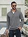 COOFANDY Men's Quarter Zip Pullover Sweatshirts Lightweight Fall Fashion Mock Neck Long Sleeve 3/4 Zip Casual Polo Shirts Grey