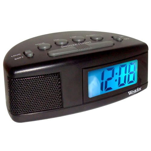 Westclox Extra Loud Alarm Clock for Heavy Sleepers Easy-to-Read LCD Display with Adjustable Alarm and Snooze (Black)