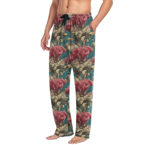 Aflyko Ocean Men's Pajama Pants Coral Fish Gorgeous Pjs Sleepwear Bottoms2