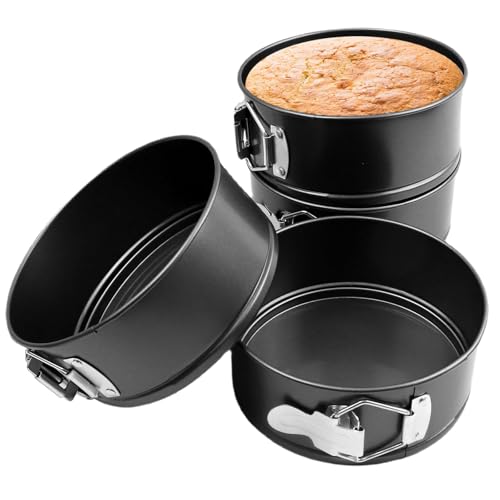 4 Pcs 6 Inch Non Stick Springform Pan with Removable Bottom Carbon Steel Cheesecake Pan Round Springform Cake Pan with Stainless Steel Spring Buckles for Baking Kitchens Restaurant