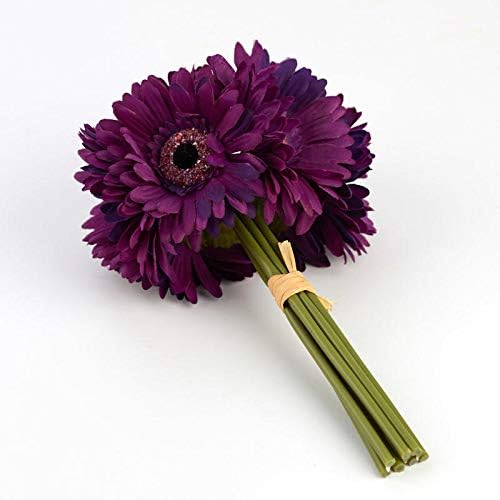 Factory Direct Craft Artificial Cream Gerbera Daisy Bouquet – Bundle of 9 Realistic Vibrant Cream Silk Flower Daisies Blooms Stems for Home Decor, Party, Wedding, and Special Event Decorations