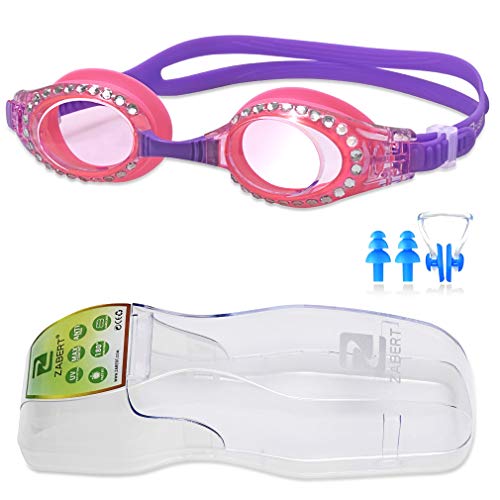 ZABERT K5 Schwimmbrille für Kinder, Profi Schwimmbrillen für Jugendliche Kinder Kind Jungen Mädchen Junior Baby 3-14 Jahre - Antibeschlag UV Schutz Rosa Lila
