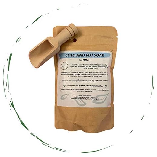 BeNat. Cold and Flu Bath and Foot Soak with Epsom Salts. 4oz. All-Natural. Packed in an Eco-Friendly Bag with a Stylish Bamboo Scoop.