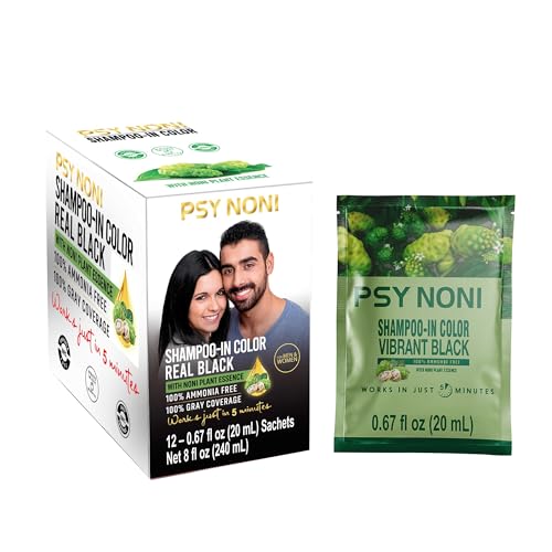 PSY Noni Black Hair Color Shampoo| | 5 Minutes Hair Colour | Hair color shampoo (20ml) | Anti Hair fall | Black Hair Dye| Noni Fruit-Based Hair Care