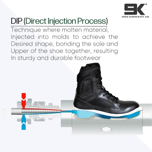 Image of 9K MNK-001 Men's Tactical Work Boots with Side Zipper Lightweight Leather Military Style, Comfortable, Durable and Breathable for Outdoors |Boots Black Waterproof Leather Motorcycle Combat Army Boot