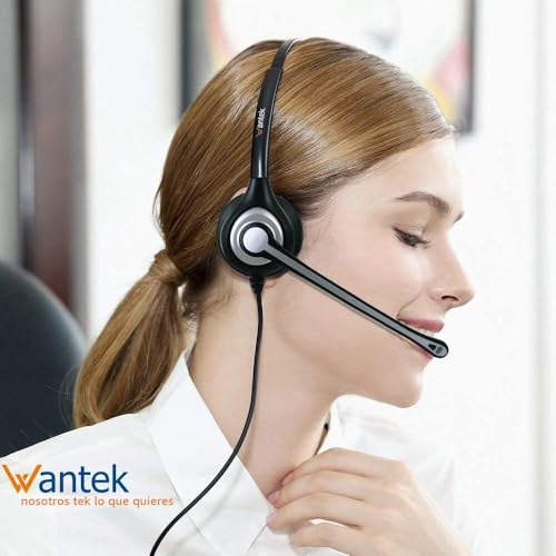 Cascos para teléfono fijo RJ9 Wantek mono ideales para teletrabajo y atención al cliente 3