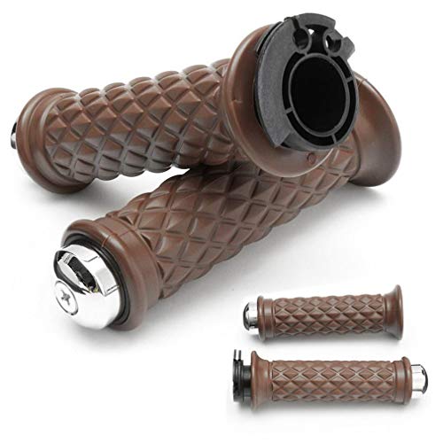 7/8 Inch Motorcycle Universal Rubber Black/Brown Handlebar Hand Grip Bar End For Cafe Racer Bobber Clubman Custom (Grip Bar End Brown) #TOP5