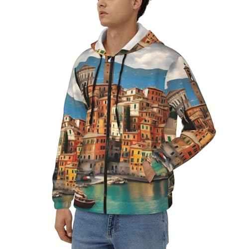 Pull à capuche pour homme avec fermeture éclair et cordon - 2