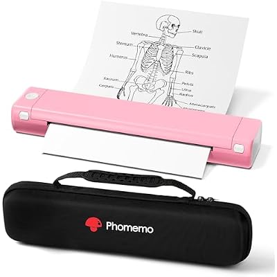 Phomemo Inkless Portable Printer for Travel - Wireless Thermal Printer Compatible with Phone & Laptop, Bluetooth Printers Supports 8.5 X 11 Letter Thermal Paper, Come with Carry Case