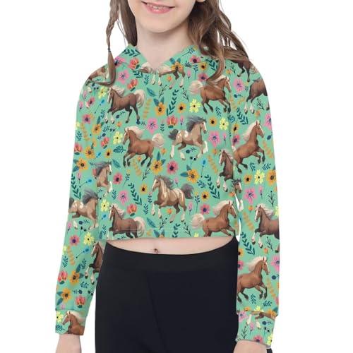 Girls Crop Tops for Kids Long Sleeve Crop Tops Pullover Hoodies