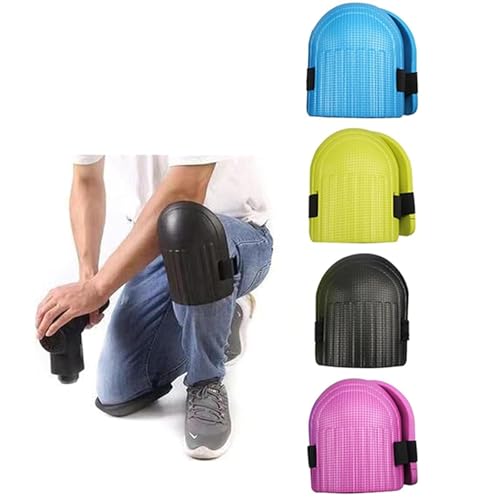 Lot de 4 paires de genouillères de travail, genouillères de jardin, protection des genoux en EVA imperméable, mousse souple, anti-collision, avec sangles réglables pour le travail, les sports de plein
