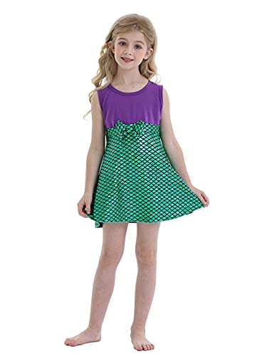 Henzworld Mermaid Dress Princess Costume Short Dress Up For Toddler Girls With Headband Pretend Play Cosplay Mermaid Gifts Green Skirt 2T, 1-2 Years #TOP2