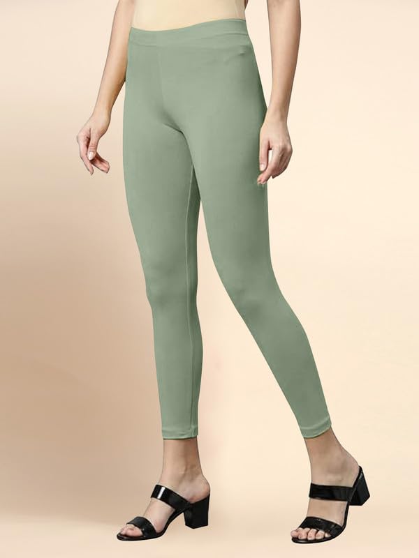Image of TRENDMALLS Women's Microfiber Elastane Stretch Soft Cropped Leggings with Ultrasoft Waistband for Women