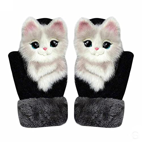 Hand-Knitted Pet Gloves, 2023 New Cute Animal Mittens, Full Fingers Thickening Soft Winter Warm Mittens for Kids Girl