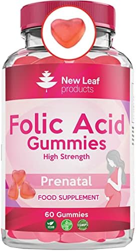 Folic Acid Gummies High Strength Folic Acid Pregnancy Chewable Vegan Pregnancy Vitamins for Women 400mcg 800mcg Vitamin B9 Prenatal Conception Folate Vitamins Plant Based Pregnancy Supplements X60