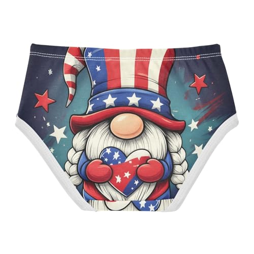 Cute Gnome American Flag Girl Panties Cute Girls Underwear Toddler Cotton Print Kids Undies Briefs 2t2