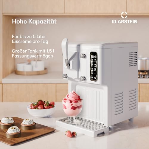 Klarstein SweetSwirl Eismaschine - 3-in-1 Für Eiscreme, Milchshakes & Smoothies, 1,5 L Tank, Touch-Display, Keep-Cool Modus, Reinigungsfunktion, Weiß – Bild 5