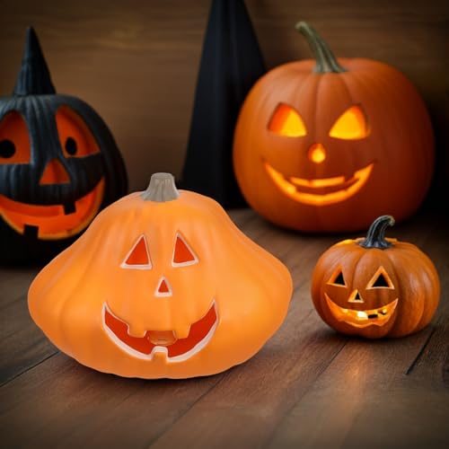 Lampe citrouille Halloween lumineuse plastique orange suspendu - 6